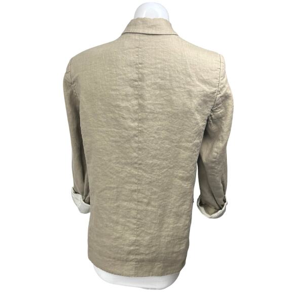 Zara Women's Beige Striped Long Sleeve Open Blazer Coat Suit Jacket Size M - Picture 2 of 3
